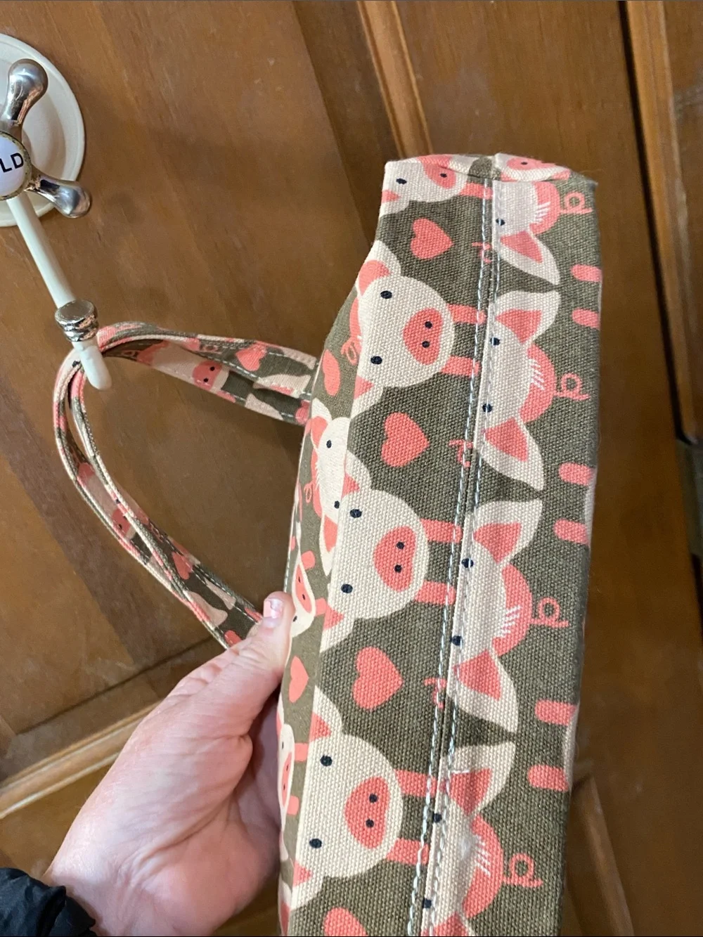 Bungalow 360 Pink & Olive Piglet Canvas Mini Tote